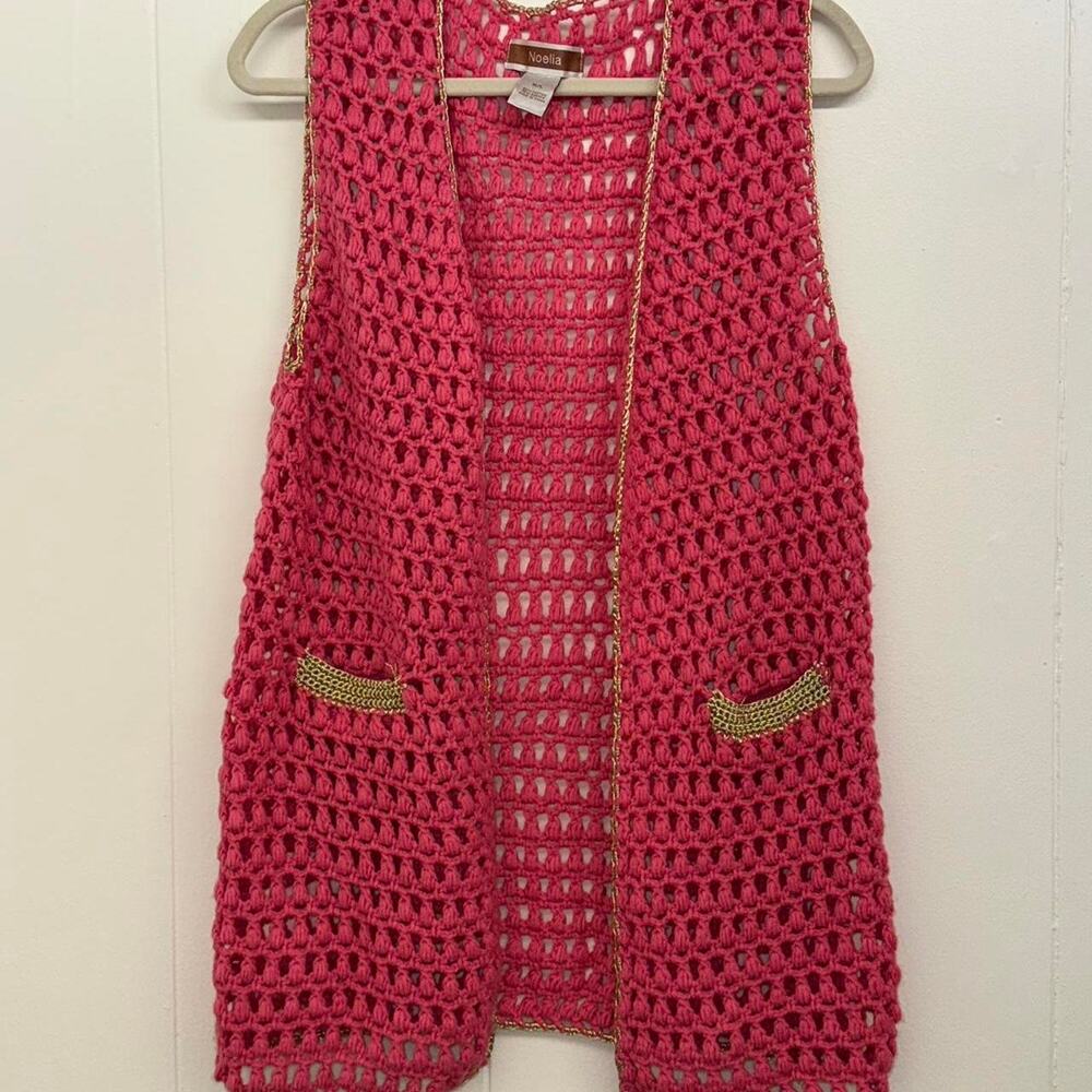 Pink crochet vest with